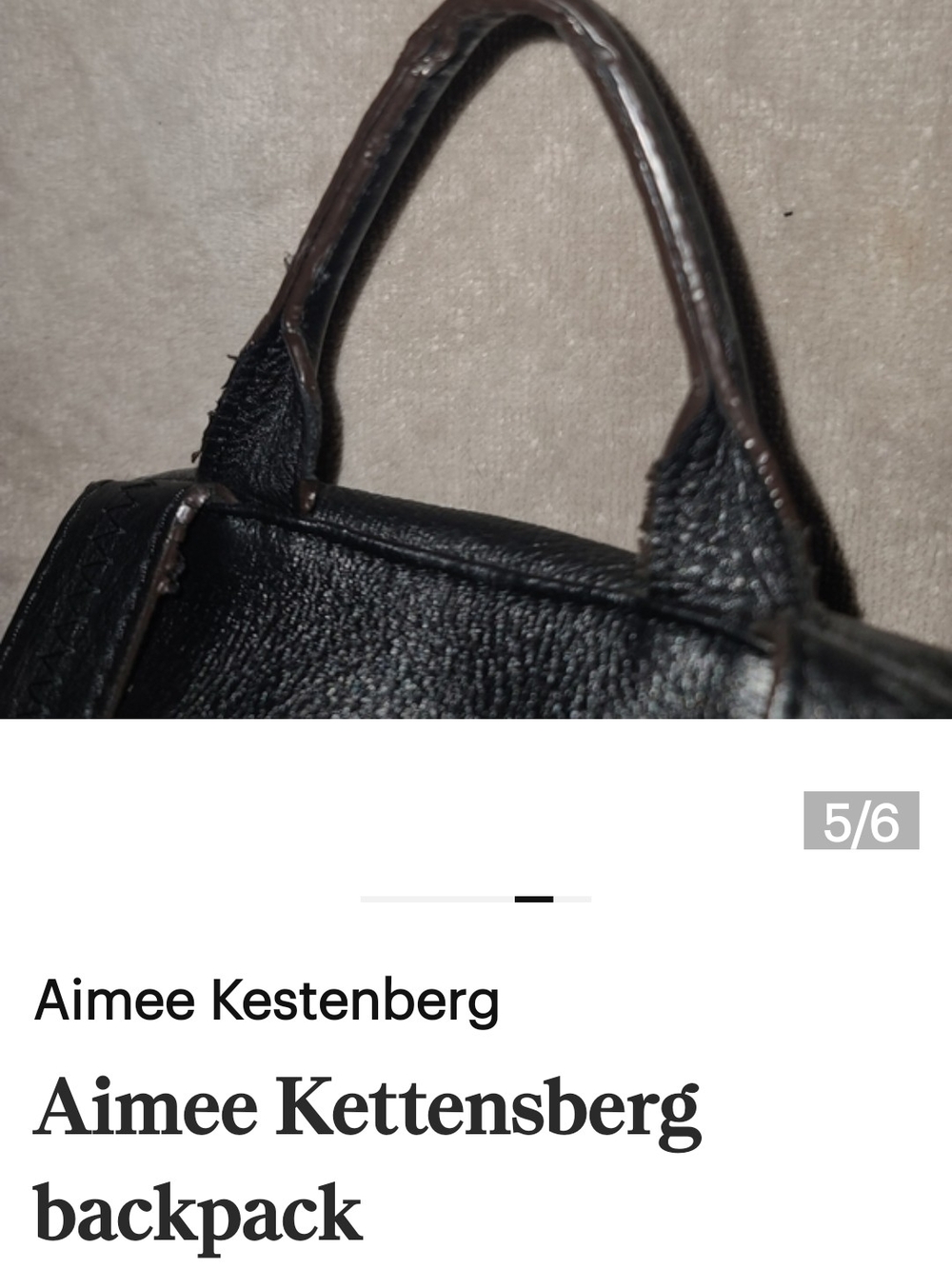 Aimee Kestenberg Black Pebbled Leather Backpack with Front Zips - Picture 3 of 4